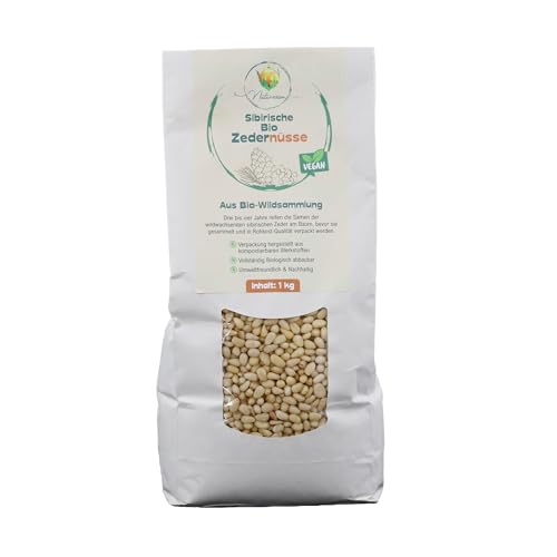 Naturezon Sibirische Bio Zedernuss 1000g - Bio Zedernkerne aus Wildsammlung - als besondere alternative zu Pinienkernen - unbehandelt und naturbelassen