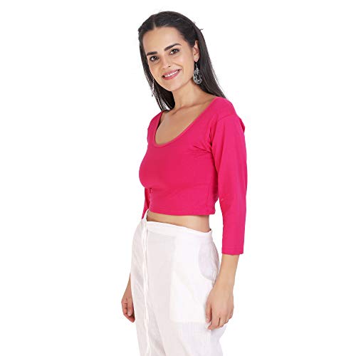 Image of Fressia Fabrics Women's Cotton Readymade Saree Blouse Stretchable Crop Top Choli Bustier Top