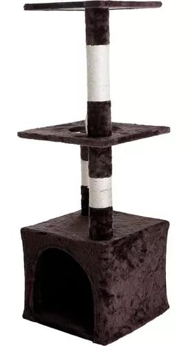 Arranhador Para Gatos 3 Bases Casa Marrom Cat House - Meemo