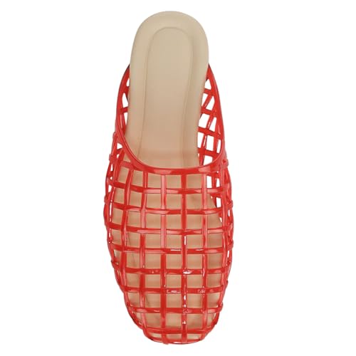 Image of Jelly Shoes for Women Jelly Mesh Flat Sandals Closed Toe Round Toe Slides Flats Slip on Summer Slippers Mules