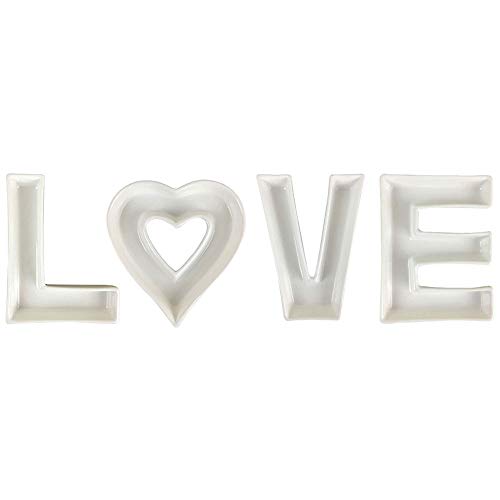 Just Artifacts 5.5-Inch White Ceramic Letter Dish Set (Lve W/Heart) #TOP1