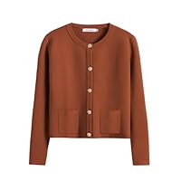 ANRABESS Mulheres cardigan suéteres botão para baixo recortado malha senhora jaquetas casaco 2024 roupas de outono roupas da moda ferrugem médio