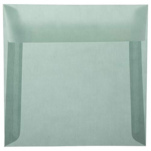 JAM PAPER 6.5 x 6.5 Square Translucent Vellum Envelopes - Ocean Blue - Bulk 250/Box