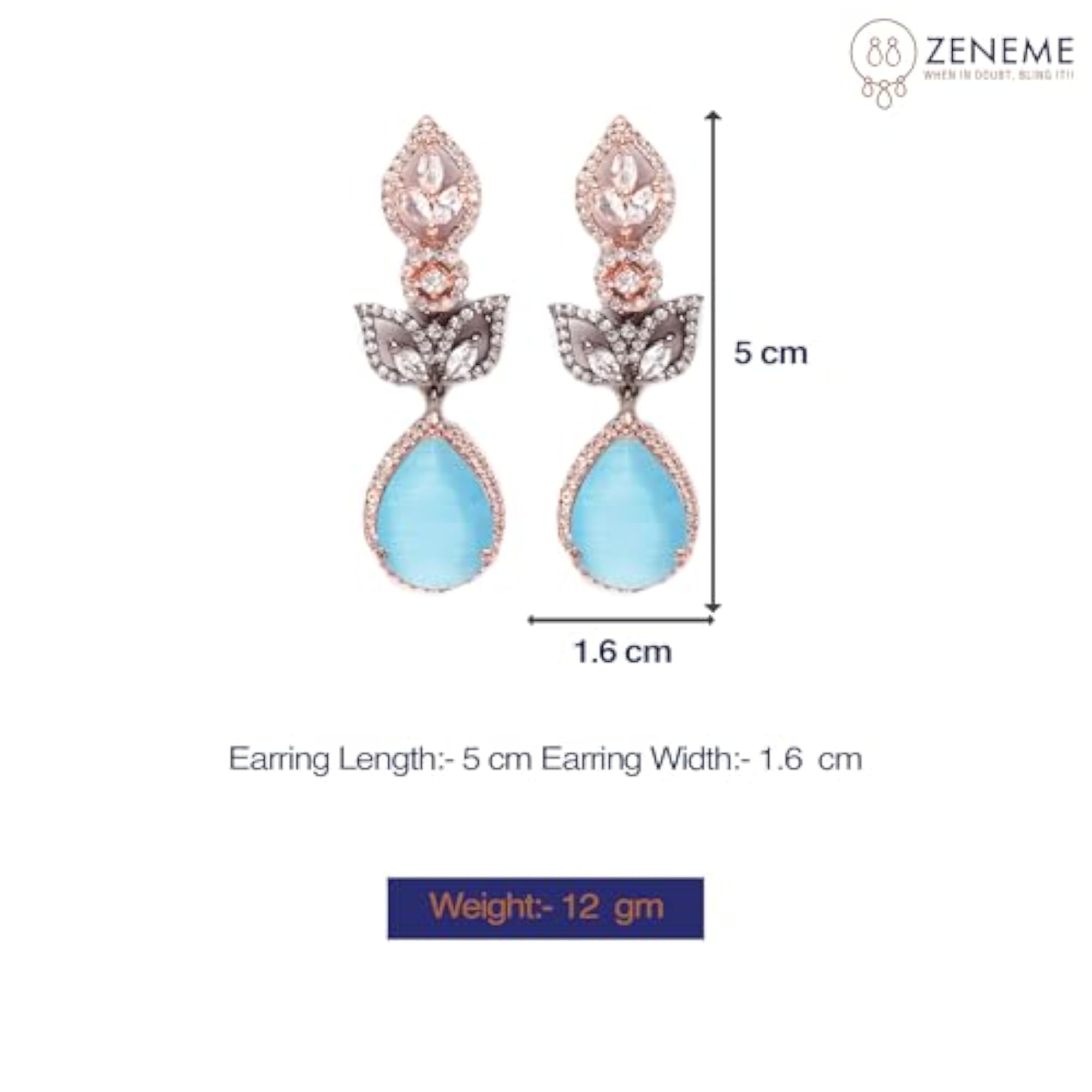 Women's Rose Gold & Oxidised Silver Dual Tone Leaf Teardrop Dangler Earrings