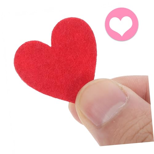 LOLIPPYY 200stücke Teiliges Rotes Filzherz Bastelset für Valentinstag Deko Herzform Filzstücke zum Aufkleben Cake Topper und Heimdekoration DIY Kreativprojekte