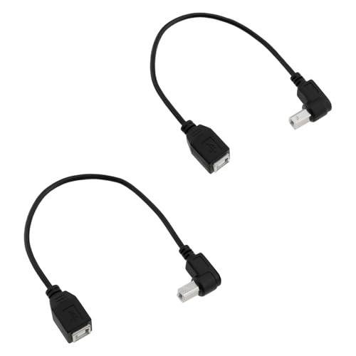 The Lord of the Tools 2 cables de extensión de impresora en ángulo de 90 grados, USB 2.0 tipo B macho a hembra, adaptador de impresora adecuado para impresora, escáner, disco duro móvil y más (ángulo