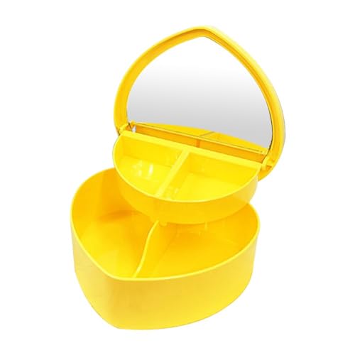 Hxhsgmeh Boîtes à bijoux en forme de cœur en plastique jaune pour ranger des bijoux en forme de cœur