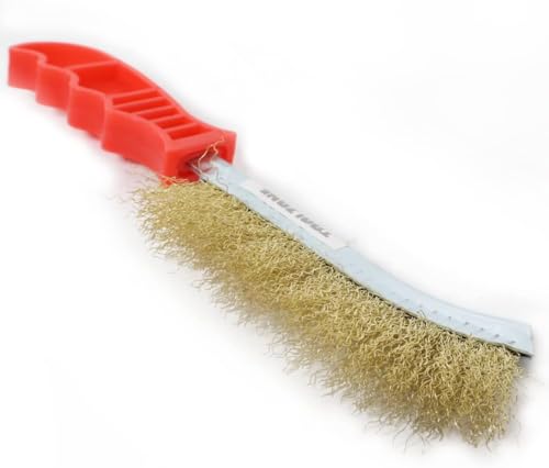 Cepillo de Alambre Latonado Recto DIAMETRO 0.3mm | Cepillo Manual de Púas de Alambre Latonado con Ø Hilo 0.30 con mango de plástico Para Limpieza Madera, Escoria de Soldadura, Grasa, Óxido y Polvo
