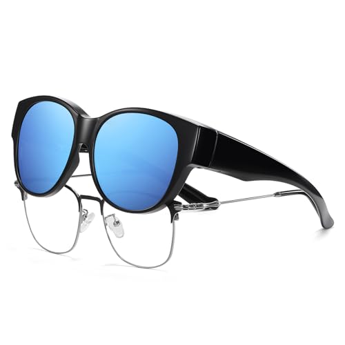 Image of HAOLOTA Fit Over Glasses Sunglasses for Women Polarized | Over Glasses Sun Glasses, UV400 Polarized Lens, Trendy Cat Eye Sunglasses, Lightweight and Flexible, Driving, Daily Use