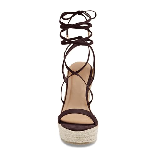 Image of Coutgo Women's Espadrille Wedges Lace Up Platform Ankle Cross Strap Slingback Summer Dress Sandals