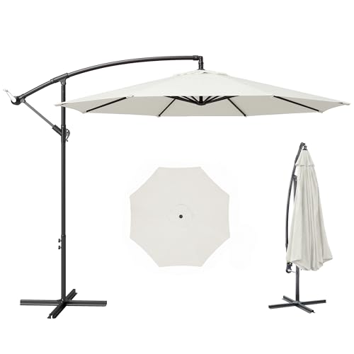 Parasol excéntrico Ø 295 cm Outsunny con base para sombrilla de jardín