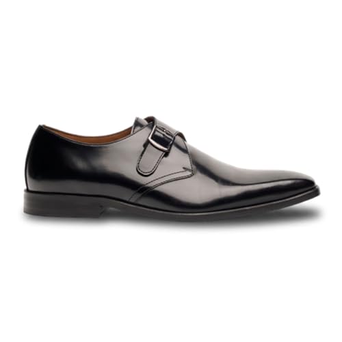 Zapatos monk strap de hombre en negro pulido ideales para bodas y oficina