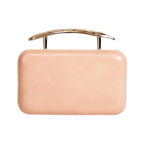 Tasysain PU Leather Sculptural Mental Top Handle Cultch Bag Chic
