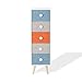 Rebecca Mobili Settimino 5 Cassetti, Cassettiera Montata, Bianco Grigio Azzurro Arancione, Moderno, Mdf Legno Tessuto, Per Camera Ingresso - Misure 88 x 25 x 25 cm (HxLxP) - Art. RE6670