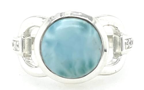 Natural Dominican Larimar 925 Solid Sterling Silver Engagement Ring Size 6, 7, 8, 9