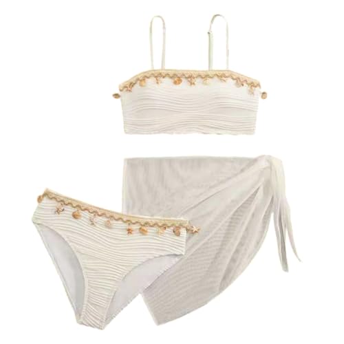 Ribete texturizado en ropa de baño para niña estilo bandeau de dos piezas