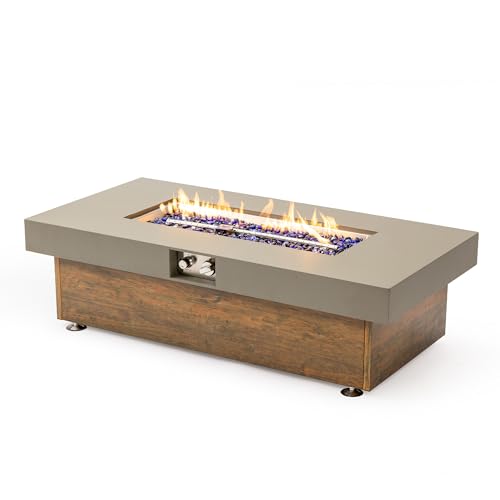 NIGOME 48' Propane Fire Pit,Outdoor Gas Fire Pit Table with Rain Cover,Rectangular Heater...