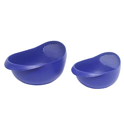 SIMPARTE Colander and Strainer Bowl Set of 2 BPA-Free Plastic Multipurpose Washing Basket for Rice, Pasta, Fruits and Vegetables Food Grade Kitchen Sieve with Built-in Drain Holes – Blue SIMPARTE Colander and Strainer Bowl Set of 2 BPA-Free Plastic Multipurpose Washing Basket for Rice, Pasta, Fruits and Vegetables Food Grade Kitchen Sieve with Built-in Drain Holes – Blue