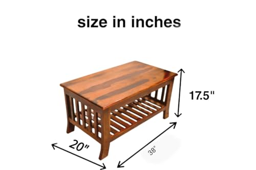 Image of WELLBORN Wooden Center Table /CoffeeTable /Sheesham Wood Tea Table for Living Room, Bed Room, Waiting Room, Hotels, Office, Restaurant, CAF (38xW20xH17.5 Inch)
