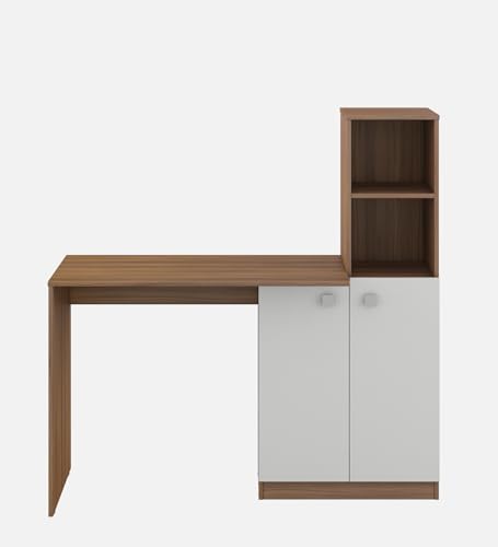 Image of Divine Study Table Engineered Wood | Free Standing | Exotic Teak & Frosty White Finish | Home & Office Desk with Storage | Water & Scratch Resistant