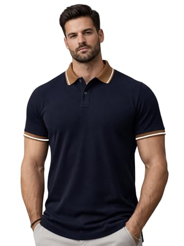 Image of Veirdo Pure Cotton Half Sleeves Regular Fit Plain Solid Classic Polo Colored Collar T-Shirt for Men (Colors: Olive, Black & White)