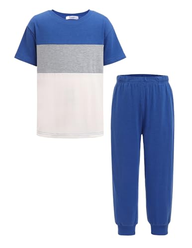 Image of Arshiner Boy's Pants Set - 2 Piece ColorBlock Short Sleeve T-Shirt and Active Pants - Casual Clothing Outfits 5-12 Years