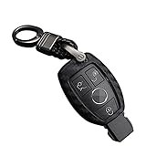 M.JVisun Soft Silicone Rubber Carbon Fiber Texture Cover Protector For Mercedes-Benz Fob, Car Key Fob Case For Mercedes A C E S Class GLK CLA GLA GLC GLE CLS SLK AMG E260l C200l - Black-Weave Keychain