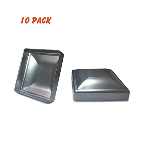 (10 Pack) OASIS Steel Fence Post Cap, Pressed Steel Post Caps 4x4 Square