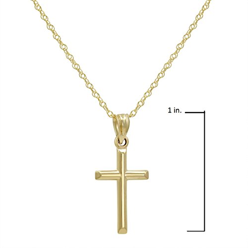 Amanda Rose Collection 14K Yellow Gold Petite Cross Pendant Necklace on a 14K Gold Chain| 14K Yellow Gold 18 or 20 inch Chain Necklaces for Women3