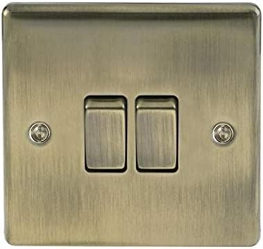 2 x Double Light Switch, Antique Brass, 2-Way, 10AX, 1.0 cm*2.0 cm*2.0 cm