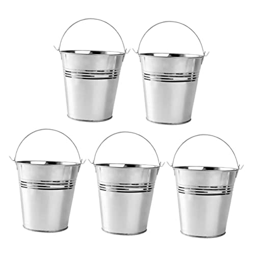 CIYODO Juego de 5 cubos de hielo de hierro para almacenamiento de aperitivos de las patatas fritas de los bares