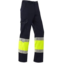 Monza Ropa De Trabajo Precios MONZA OBREROL Pantalón De Trabajo Reflectante Largo Combinado de Hombre Alta Visibilidad Profesional. Color Marino Talla 44-46.Ref: 4761