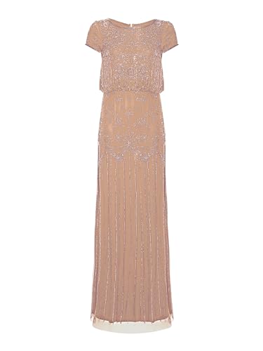 Image of Adrianna Papell Boat Neck Short Sleeve Blouson Beaded Gown