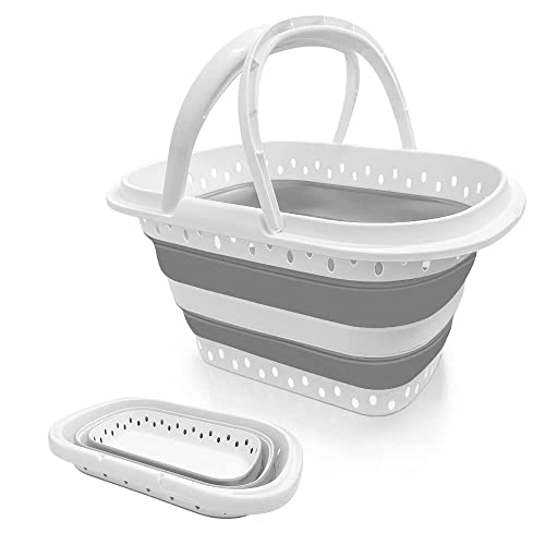 RULAYMAN 折りたたみ バケツ ランドリーバスケット洗濯カゴ 洗い桶 たらい 大容量 60L 汚れた服のバスケット 生活用品 掃除 洗濯 衣類・靴 つけ置き洗い キッチン アウトドア 取っ手付き 多機能 持ち運び便利 (グレー)のサムネイル