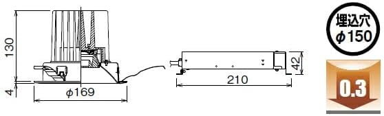 東芝 LEDダウンライト 3500シリーズ 一般形 白色反射板 電球色 中角タイプ 埋込穴&Phi;150mm 専用調光器対応 42Wコンパ