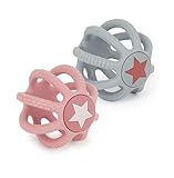 Bieco 2er Set Silikon Beiß- und Greifbälle für Babys - Twilight | Beißring Baby | Oball Baby Spielzeug | Greifball Baby | Oball | Babyspielzeug 0-6 Monate Baby Spielzeug 6 12 Monate