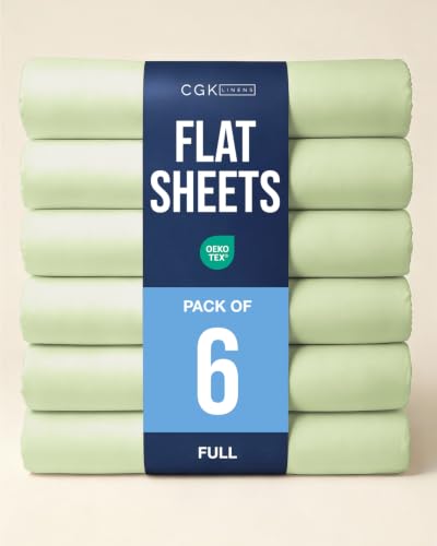 Full Size Flat Sheet - Pack of 6 Top Flat Bed Sheet Only - Light Sage Green