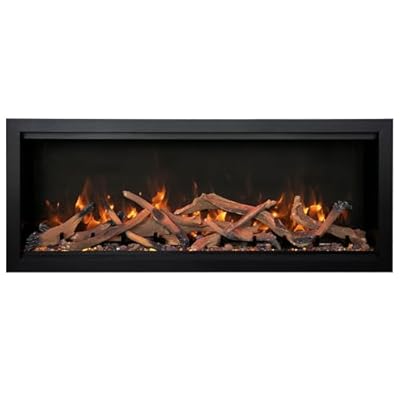 Amantii 60" Extra Tall Clean Face Symmetry Electric Fireplace w/Driftwood Logs