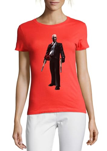 T-shirt rouge femme en coton Assassin Art à col rond