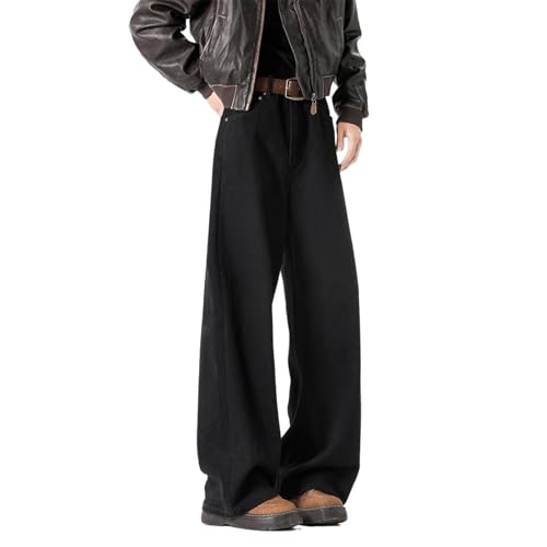 Men's Jeans Spring American White Denim Straight Wide Leg Long Pants for Men