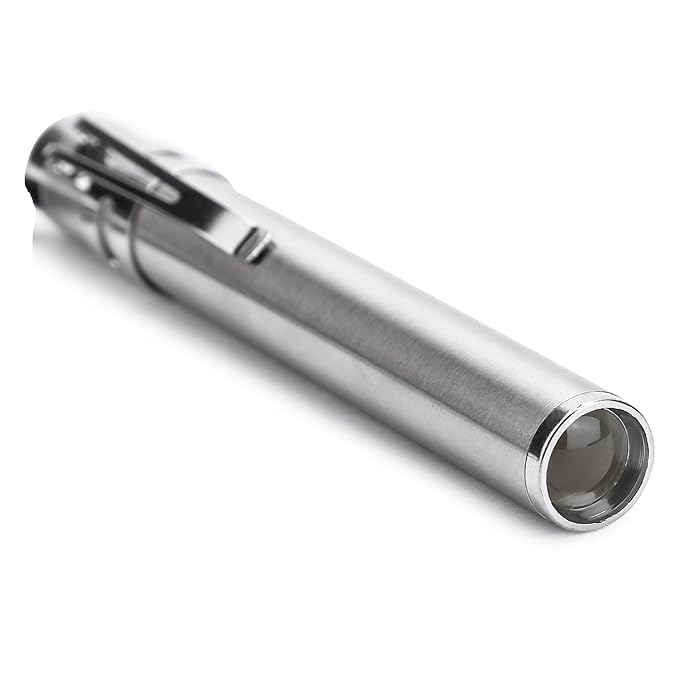 Medical aluminum pocket pen torch for doctors | Nurse | Medical Students | Moon light | Super Bright | Free battery (silver) Medical aluminum pocket pen torch for doctors | Nurse | Medical Students | Moon light | Super Bright | Free battery (silver)