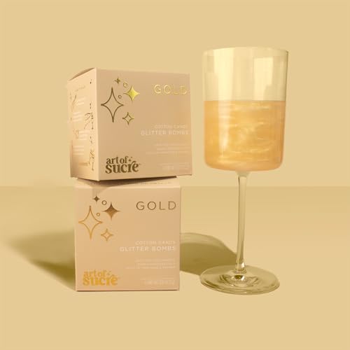 Image of Art of Sucre Gold Cotton Drink Candy Glitter Bombs, Edible Glitter, Drop into Drinks, 4 Pieces
