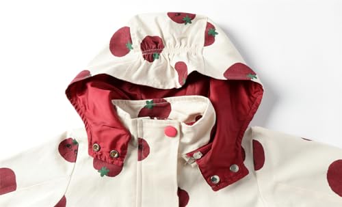 Mud Kingdom Jaqueta feminina com capuz e estampa de tomate e zíper completo de algodão, Bege, 4 Anos