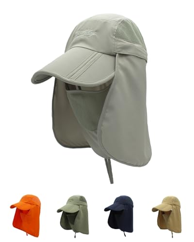 LLmoway Mens Womens Kids Sun Protection Fishing Hat Safari Flap Cap Quick Dry