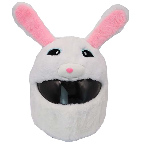 Nirelief Motorcycle Helmet Covers, Rabbit Plush Helmet Cover Motorcycle with Long Ears, Decorative Funny Cute Cartoon No Blocking Vision Cover for Riding, Only
