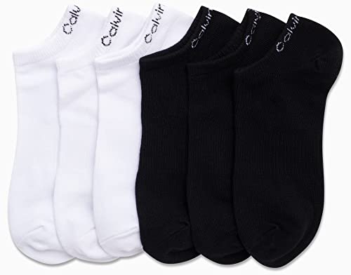 Image of Calvin Klein Womens No Show Socks - 6 Pack Non Slip Heel Lightweight Cotton Blend Low Cut Invisible Socks for Women