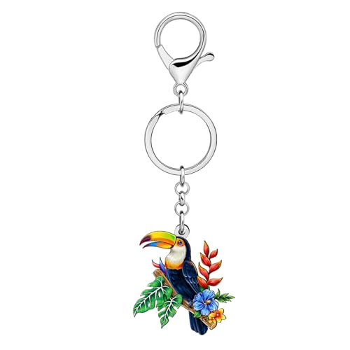 WEVENI Porte-clés Toucan en Acrylique Porte-clés Animaux Tropicaux Porte-clés Oiseaux Cadeaux pour Femmes Enfants Filles Sac Accessoires Porte- Monnaie Charms (Multicolore) – vue 4