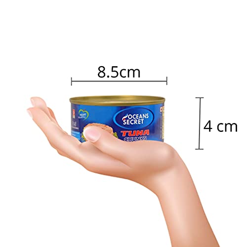 Image of Oceans Secret Tuna Chunks in Brine 180gm Pack of 4 Canned Tuna Fish Balanced Nutrition, Light Taste, in Clean Brine, Premium Cuts Ready to Eat