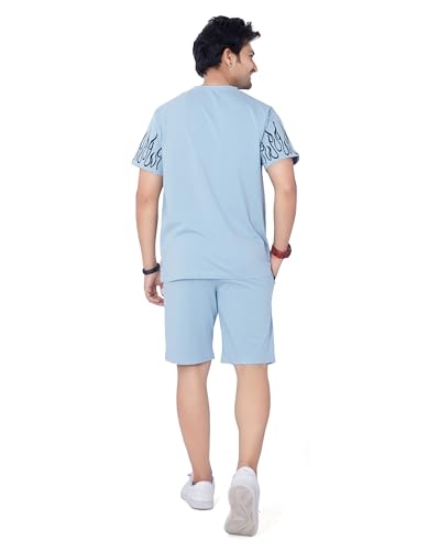 Image of WEET Cotton T-Shirt and Shorts Set for Men,Night Wear for Men,Men's Pyjama Set 114