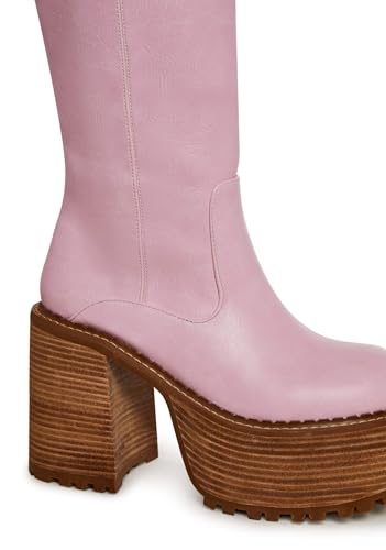 Image of Dolls Kill Vintage Soul Knee High Boots by Delia's - Women's Vegan Leather Platform Boots with Block Heels